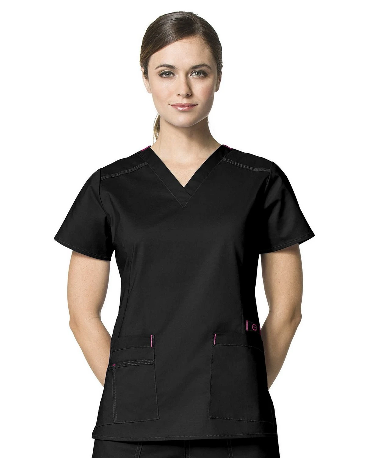 Wonderwink Women's Wonderflex Verity V-neck Scrub Top - Black - X-small