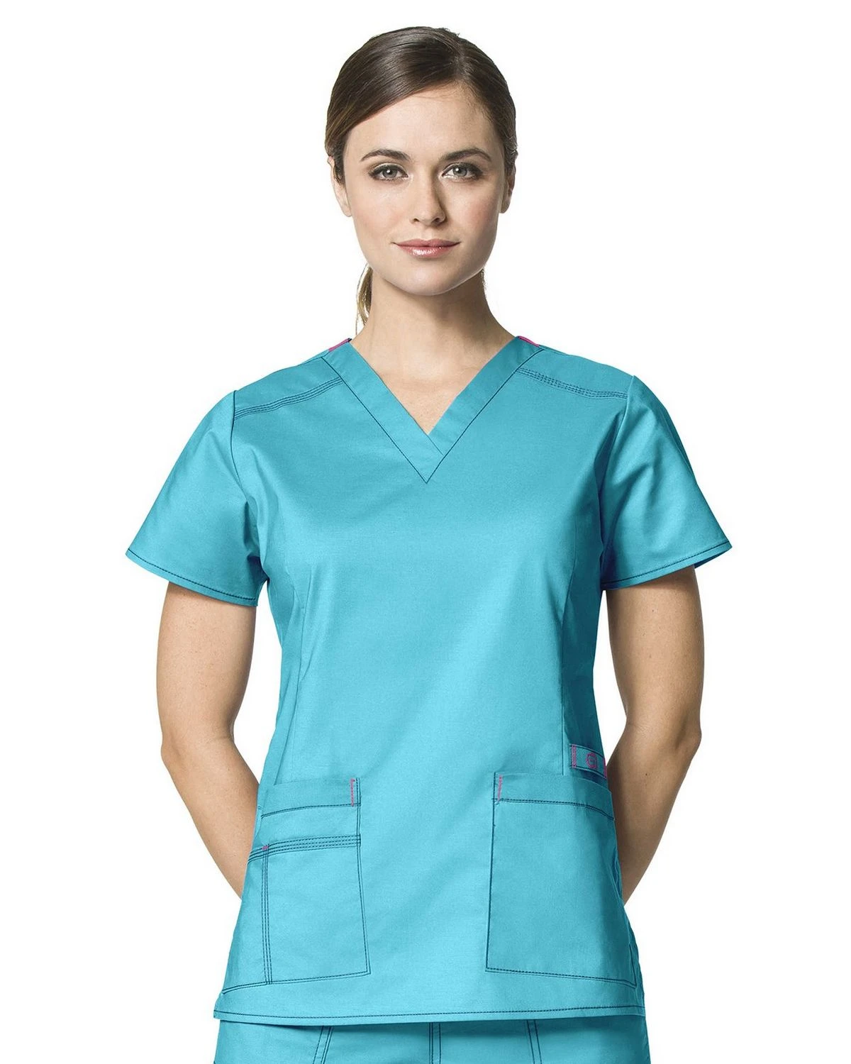 Wonderwink Women's Wonderflex Verity V-neck Scrub Top - Aqua - Small - 6108a