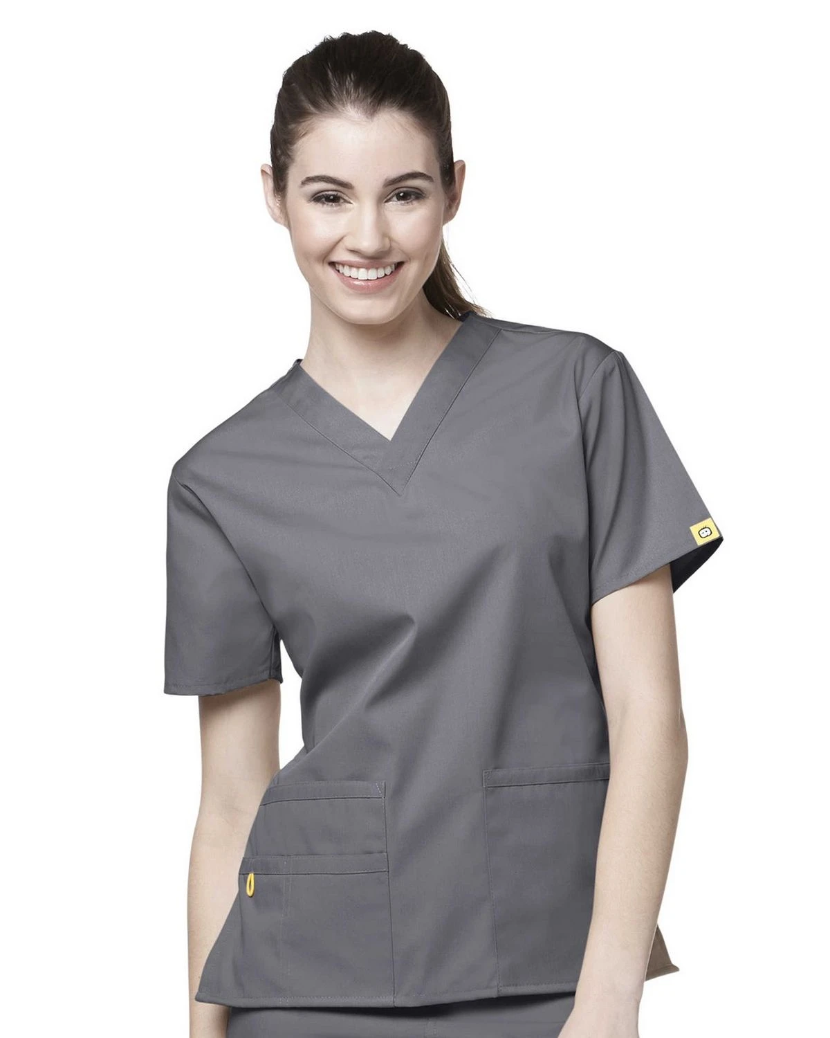 Wonderwink Women's Bravo 5-pocket V-neck Scrub Top, Pewter, Small
