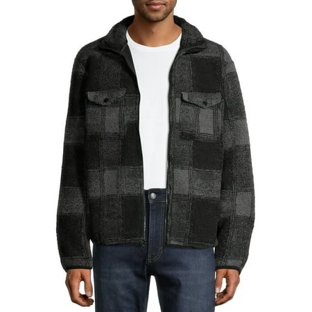 I5 Apparel Men's Buffalo Plaid Full Zip Sherpa Jacket, Sizes Medium To Xxl