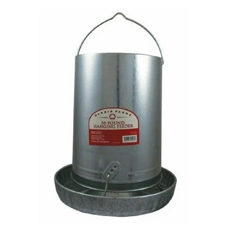 Harris Farms 1000295 Galvanized Steel Hanging Poultry Feeder 30 Pounds Capacity