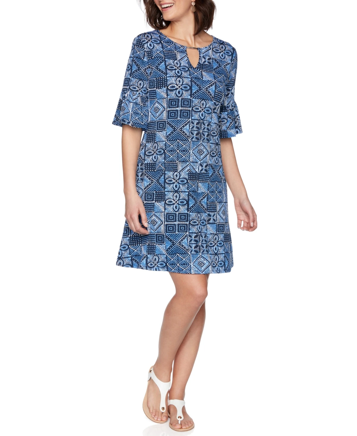 Ruby Rd. Plus Size Bead Batik Puff Dress For Women