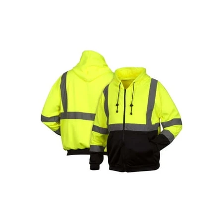 Rszh3210x3 3x Lime/black Safety Front Zipper Hooded Sweatshirt