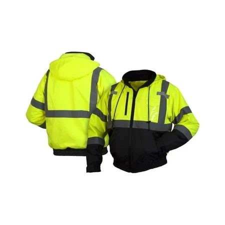 Pyramex Safety Rj3110x3 Hi-vis Lime Bomber Jacket - 3x Large With Zip-out Liner