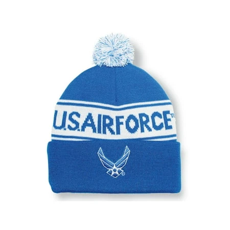 U.s. Military Branch Pom Pom Style Cuffed Beanie Hat For Adults