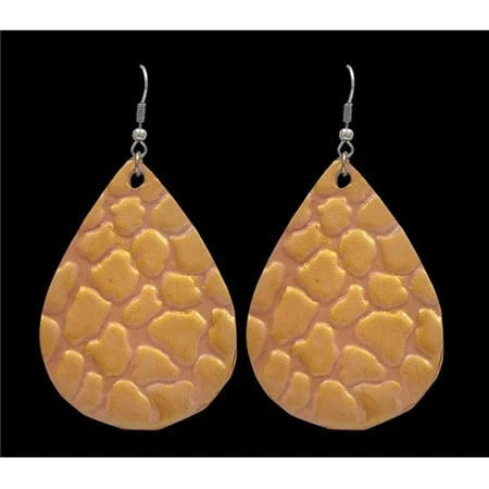 M&f Western De0522br Leather Teardrop Stamped Gold Earrings, Brown Color