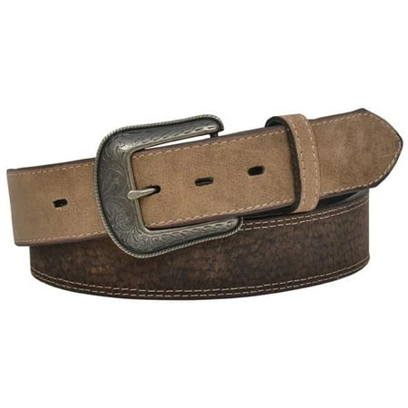 D1254-36 1.50 In. Mens Western Shrunken Shoulder Leather Belt, Chocolate & Brown