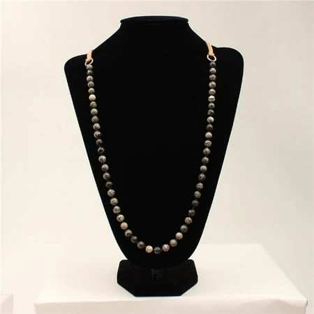 M&f Western Dn01625gy Mottled Gray Beads With Corded Earthly Adornments