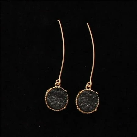 M & F Western De320bk Black Druzy Gold Drop Earrings - 0.62 X 0.62 In.