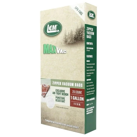 LEM MaxVac 20 Count 11  x 16  Gallon Air Tight Vacuum Bags with Zipper Top 1591
