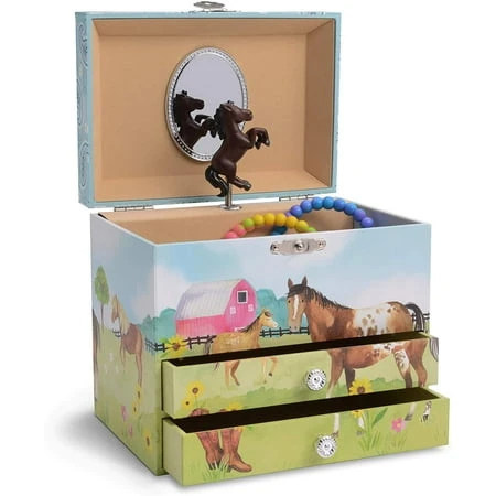 Jewelkeeper Unicorn And Rainbow Musical Jewelry Box With 2 Pullout Drawers