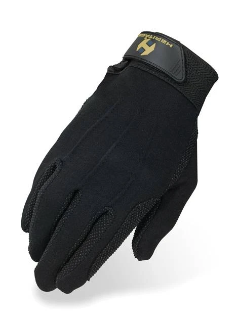 Heritage Stretchable Cotton Grip Gloves For Horse Riding, Size 10/11, Black