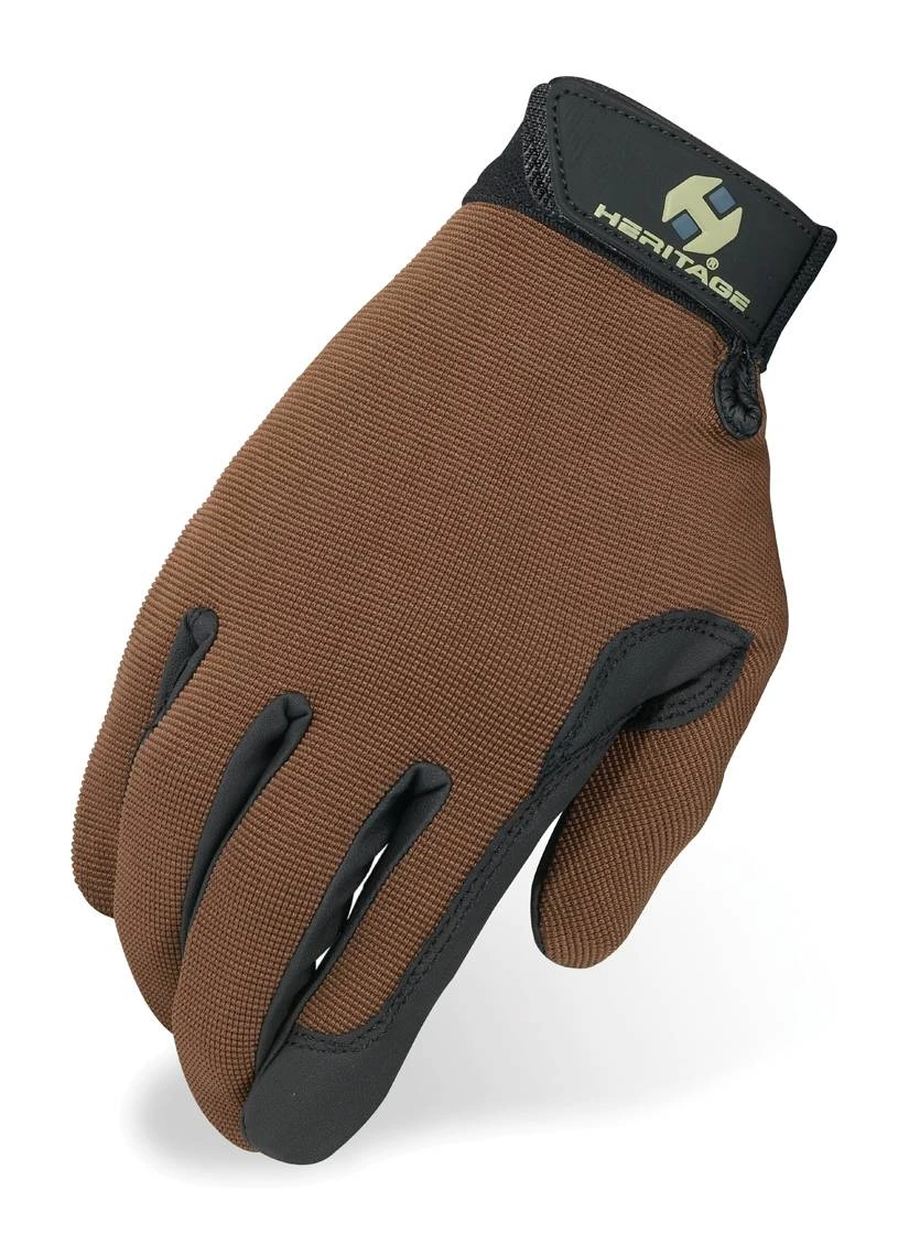 Heritage Performance Riding Gloves, Size 6, Brown For Equestrian Use