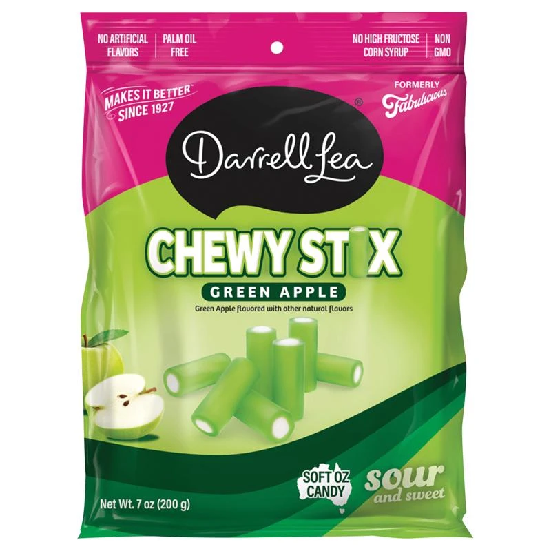 Darrell Lea Chewy Stix Green Apple Licorice Sour Bites 7 Oz
