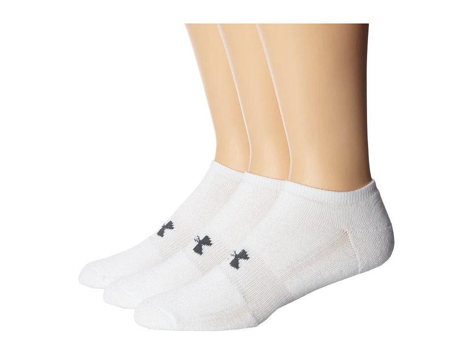 Men's Under Armour 3-pack HeatGear Performance No-Show Socks, Size: Large, White
