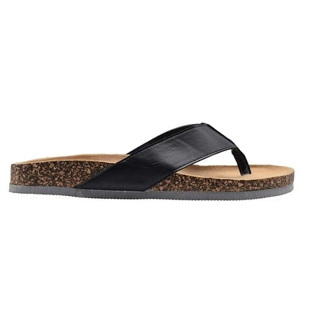 Gold Toe Men's Footbed Flip Flop Slide Sandal With Contrast Color Sole Size 9 Black/grey
