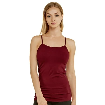Women's Seamless Nylon Camisole Tank Top One Size Burgundy