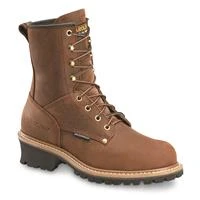 Men's Carolina 8" Waterproof Steel Toe Logger Work Boots, Copper Brown