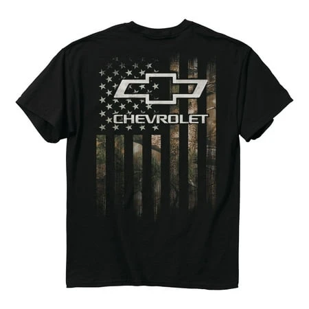 Gmc-chevy Camo Accent Flag 2x Cotton T-shirt Black Blue Dusk Adult Men Short Sleeve