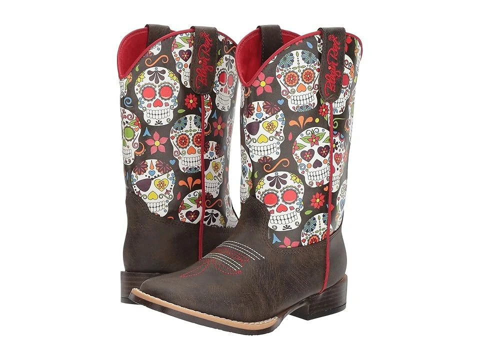 Blazin Roxx Destiny Western Boots For Girls, Distressed Piping, Brown, Size 12.5