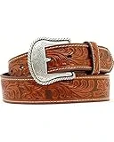 Nocona N2446008-30 Men's Floral Embossed Leather Belt, Tan - Size 30