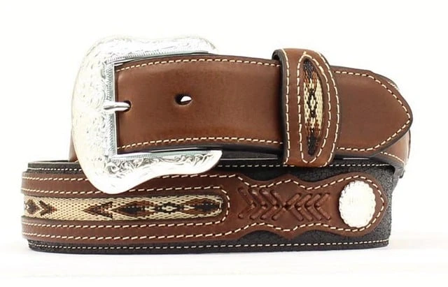 Nocona Men's Top Hand Fabric Inset Belt 48 Inch Black Brown N2475701