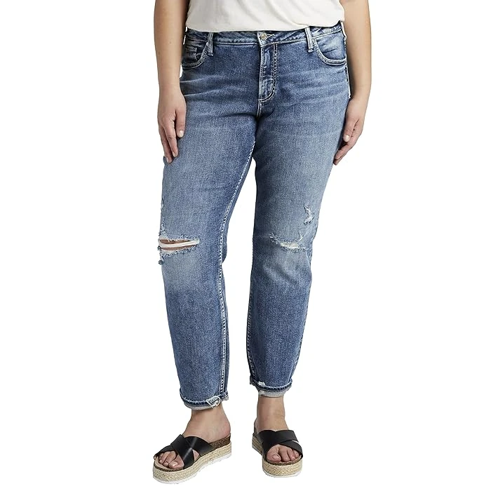 Silver Jeans Co. Plus Size Boyfriend Mid Rise Slim Leg Jeans Size 12-24