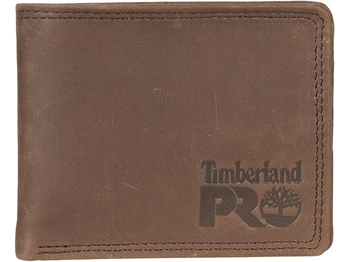 Timberland Pro Dark Brown Men's Slim Leather Rfid Billfold Wallet