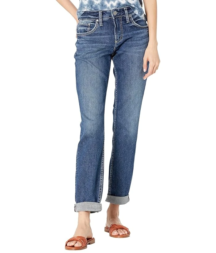 Silver Jeans Co. Women's Boyfriend Mid Rise Slim Leg Jeans, Sizes 24-36, Model L27101epx320