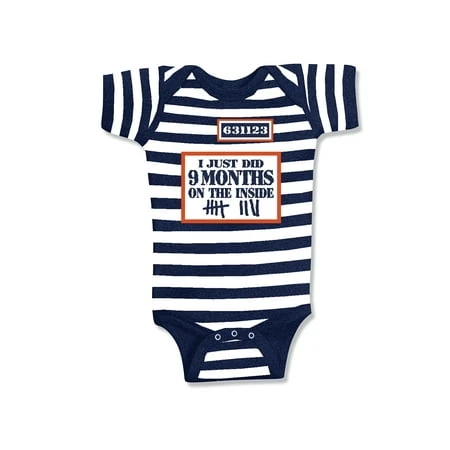 I Just Did Nine Months On The Inside Navy Baby One Piece