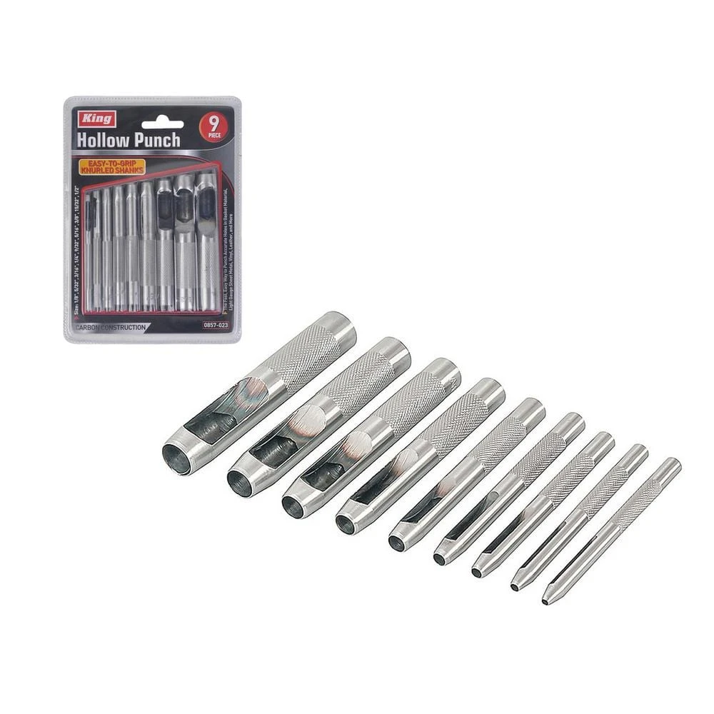 King 9-piece Hollow Punch Set For Leather And Fabric