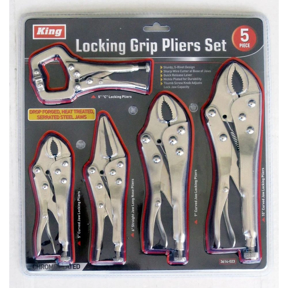 King Assorted Locking Grip Pliers Set 5-piece Model 3614-0