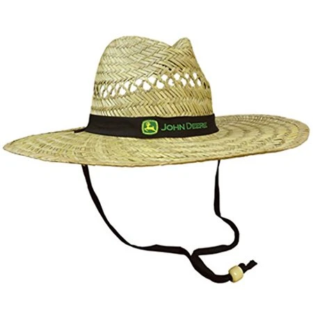John Deere Men's Woven Lifeguard Straw Hat With Black Band