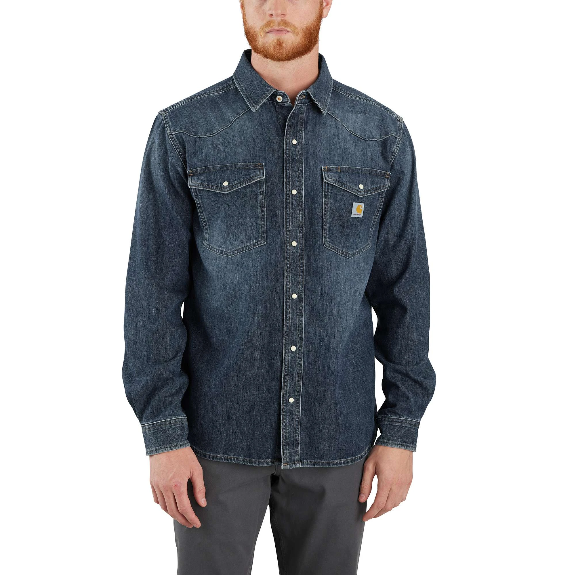 Carhartt Tw6429 M Montana Relaxed Fit Medium Denim Long Sleeve Shirt