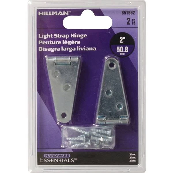 2" Light Strap Hinge, Zinc Plated, Model 851662 By Hillman