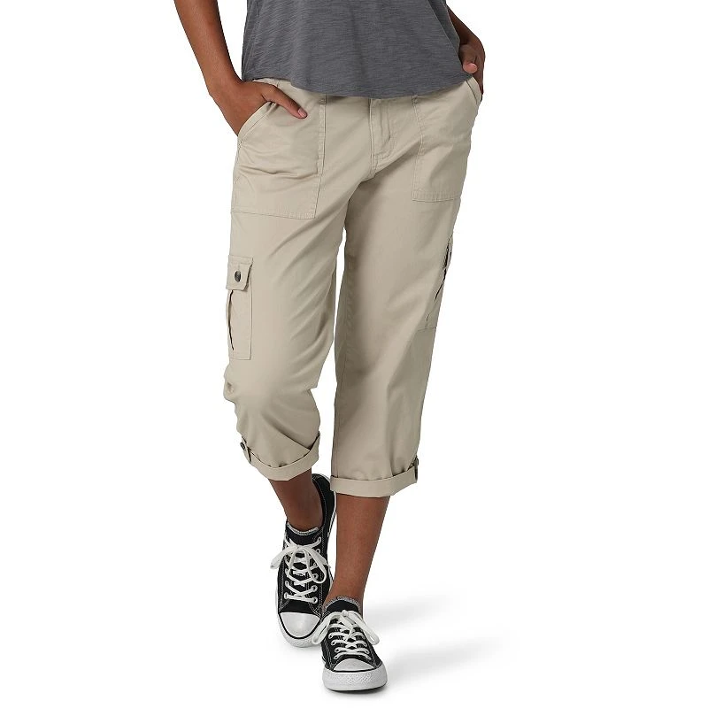 Women's Lee Flex-to-go Cargo Capri Pants, Size 16 Regular, Beige/green