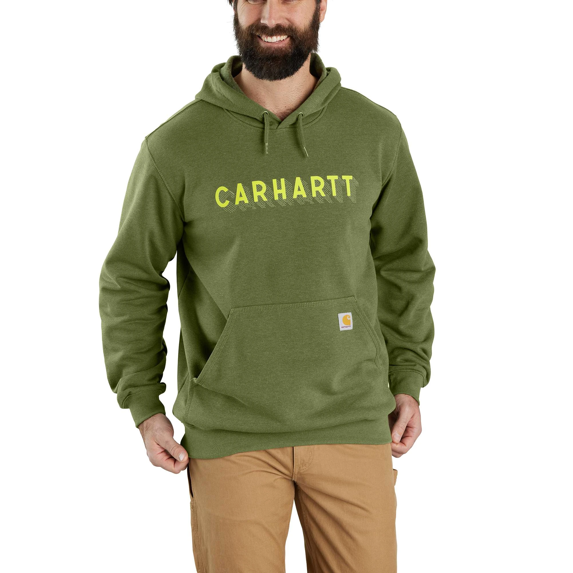 Carhartt Rain Defender Loose Fit Midweight Logo Graphic Sweatshirt, Men's, Size S, Chive Heather