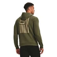 Under Armour 13708063903x Men's New Freedom Flag Hoodie, Marine Od Green & Desert Sand - 3xl