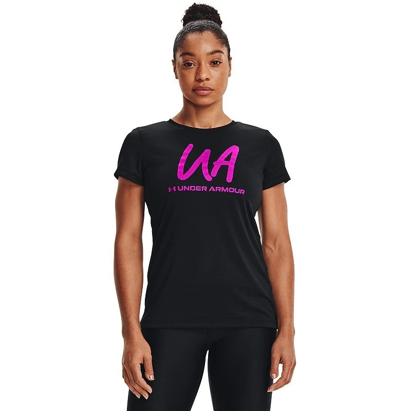 Women's Under Armour Tech Solid Logo Tee, Size Medium, Color Black