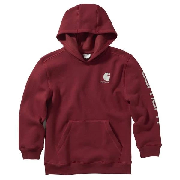 Carhartt Boy's Fleece Hoodie Ca6125 In Rhubarb For Big Boys Size Xl