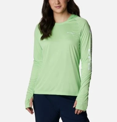 Columbia Women's Pfg Tidal Tee Hoodie - Small - Lime Glow With White Logo