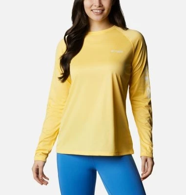 Columbia Women's Tidal Tee Heather Long Sleeve Top - Medium - Sunlit Heather/white Logo