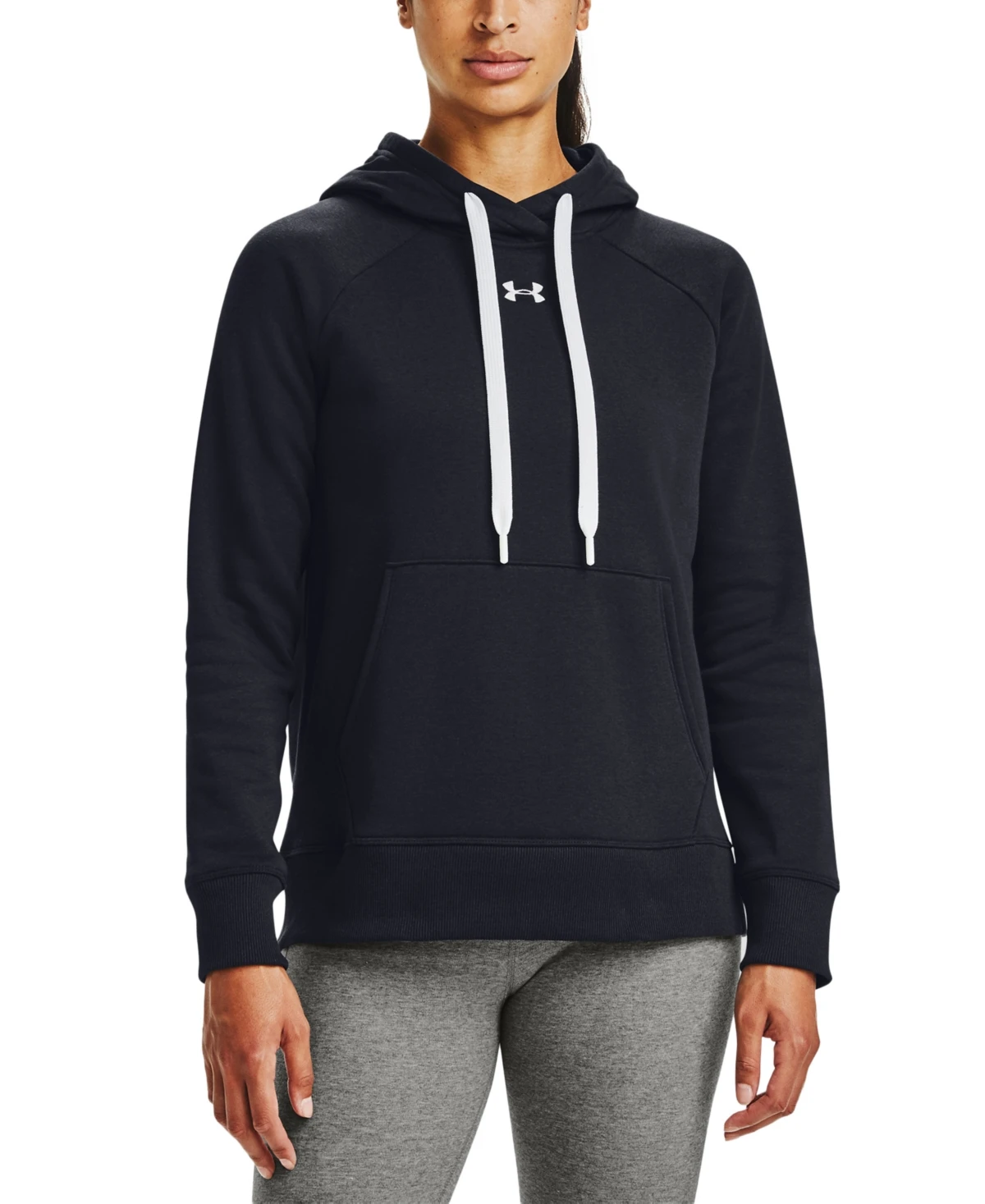 Under Armour Women's Rival Fleece Hoodie, Size: X-large, Color: Black