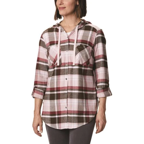 Columbia Women's Anytime Stretch Hooded Long Sleeve Shirt - Large - Mineral Pink Multi