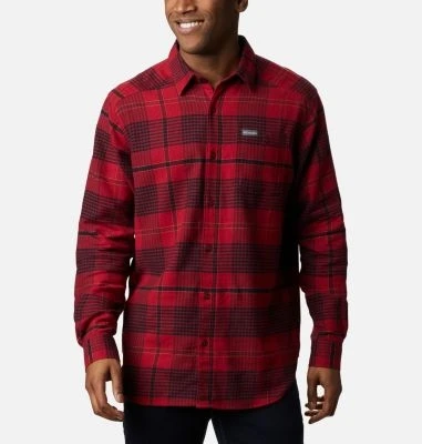 Columbia Men's Cornell Woods Flannel Long Sleeve Shirt - Xl - Red Jasper Ombre Plaid