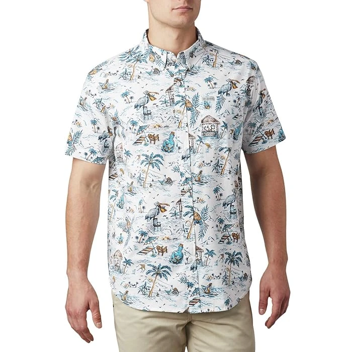 Columbia Men's Rapid Rivers Printed Short Sleeve Shirt - Large - White Lost In Paradise Print