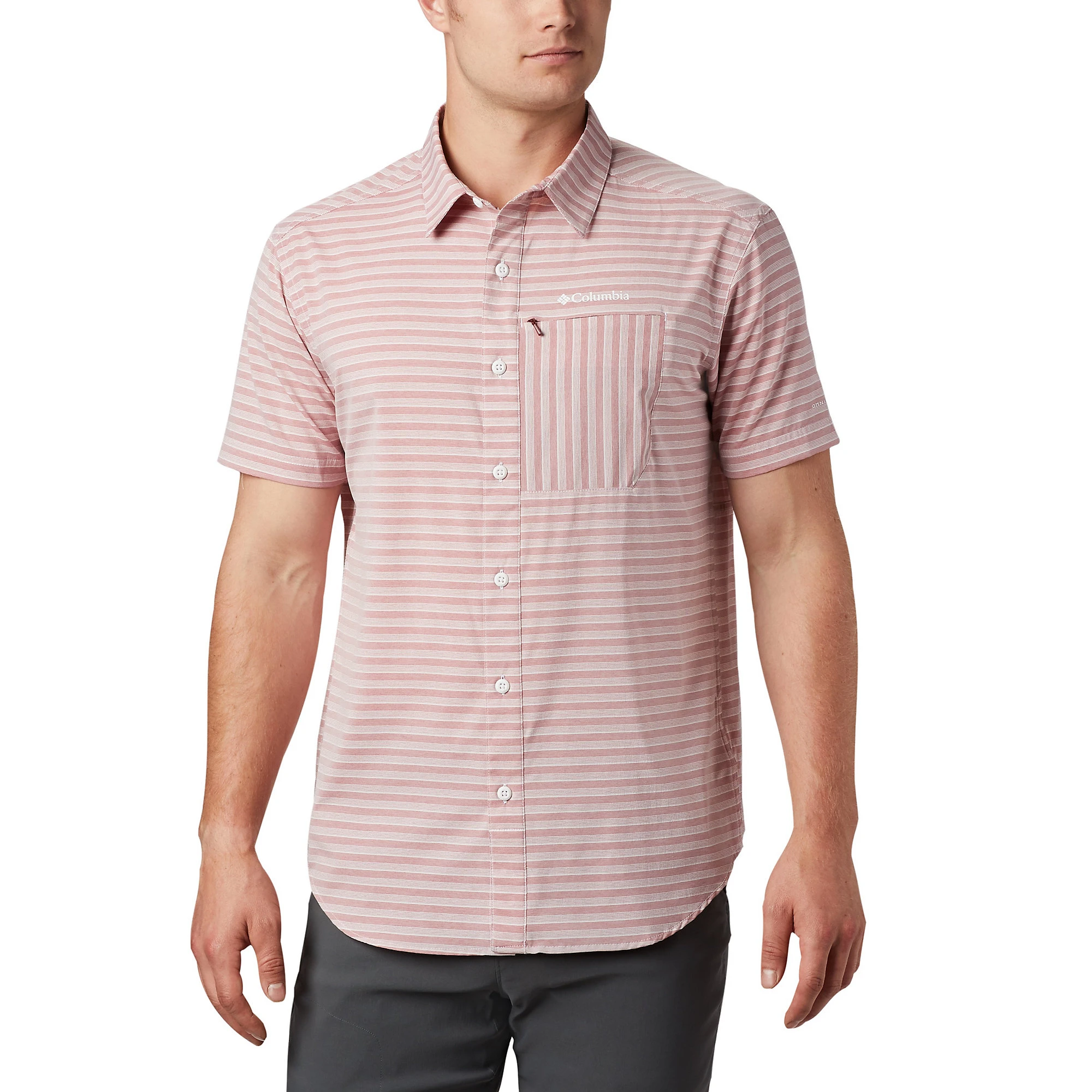 Columbia Men's Twisted Creek Ii Short Sleeve Button-down Shirt, Size Xl, Medium Pink
