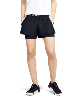 Under Armour Women's Play Up 2-in-1 Shorts, Size Medium, Color Black