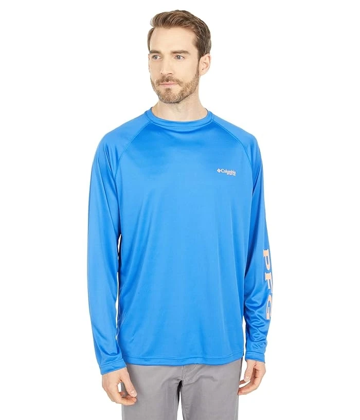 Columbia Men's Terminal Tackle Long Sleeve Shirt - Xxl - Vivid Blue With Bright Nectar Logo