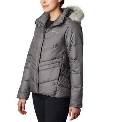 Columbia Women's Peak To Park Insulated Jacket - Medium - City Grey With Faux-fur Trim